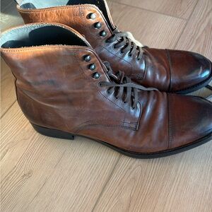 To Boot Rich Brown Leather Lace-Up Boots
